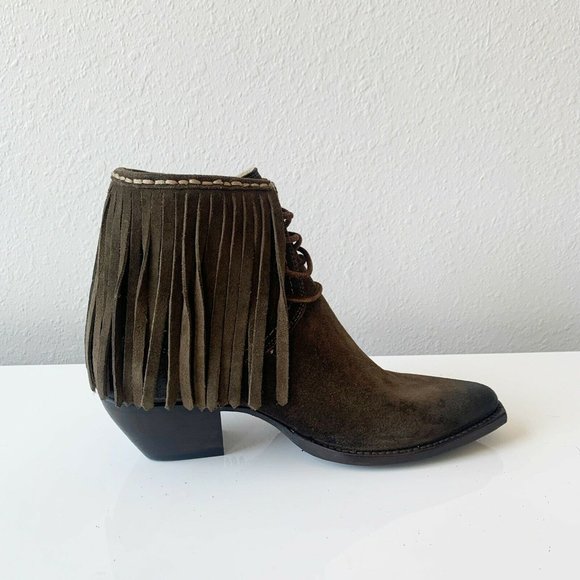 Frye Sacha Fringe Chukka Lace up Ankle Boot Sz 7.5 - Picture 2 of 7